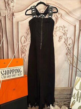 Black Strap Maxi Dress with Logo Elastic Straps